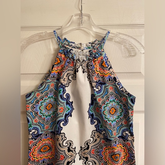 London Times Women’s Halter Dress. Size 4. White with multiple colors - Picture 4 of 16